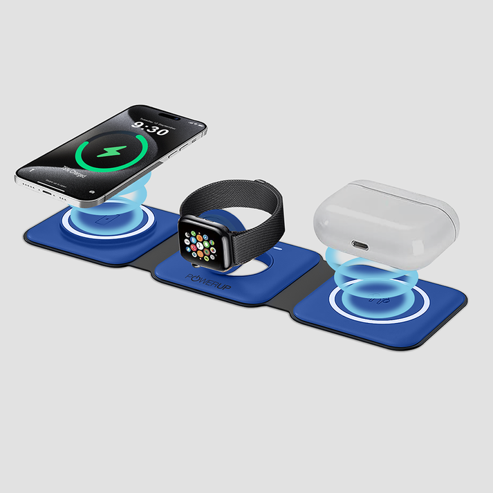 Powerup 3in1 Flat Wireless Charger  - Blue Get best offers for Powerup 3in1 Flat Wireless Charger  - Blue