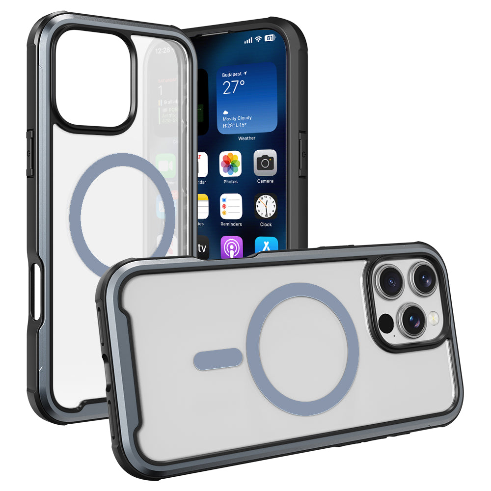 PULSE Aluminium Rugged Magsafe Case for iPhone 16-Matt Grey Blue