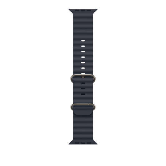 49mm Navy Ocean Band - Natural Titanium Finish