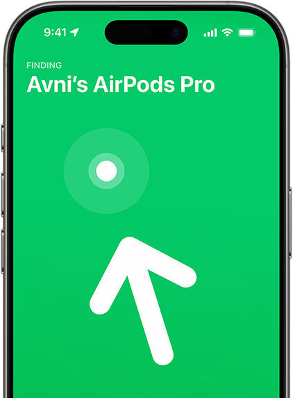 iPhone, displaying Find My for AirPods Pro