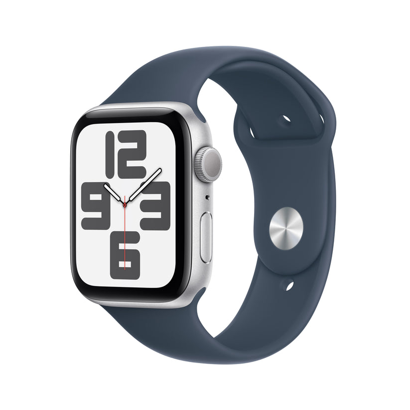 Apple Watch SE GPS 44mm Silver Aluminium Case with Storm Blue Sport Band - M/L Get best offers for Apple Watch SE GPS 44mm Silver Aluminium Case with Storm Blue Sport Band - M/L
