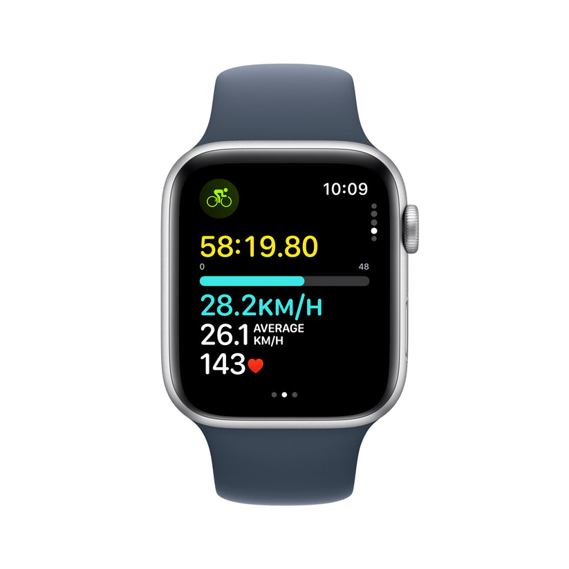 Apple Watch SE GPS 44mm Silver Aluminium Case with Storm Blue Sport Band - M/L Get best offers for Apple Watch SE GPS 44mm Silver Aluminium Case with Storm Blue Sport Band - M/L