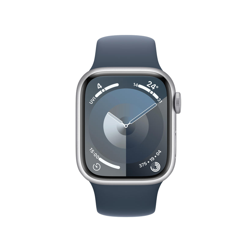 Apple Watch Series 9 GPS 41mm Silver Aluminium Case with Storm Blue Sport Band - S/M Get best offers for Apple Watch Series 9 GPS 41mm Silver Aluminium Case with Storm Blue Sport Band - S/M