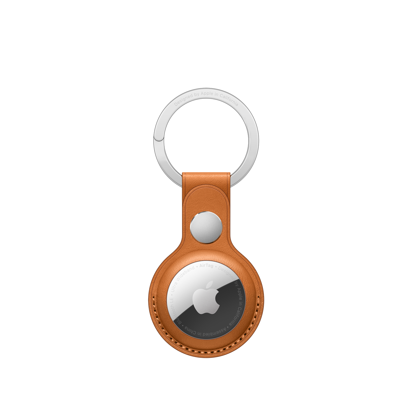 AirTag Leather Key Ring – Golden Brown