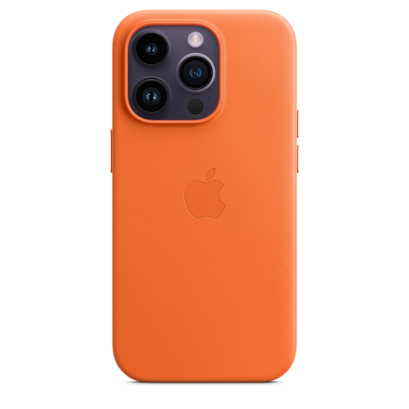 iPhone 14 Pro Leather Case with MagSafe Orange Imagine Store