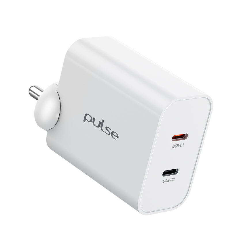 Pulse 65W Dual USB-C Gan PD Adapter - White Get best offers for Pulse 65W Dual USB-C Gan PD Adapter - White