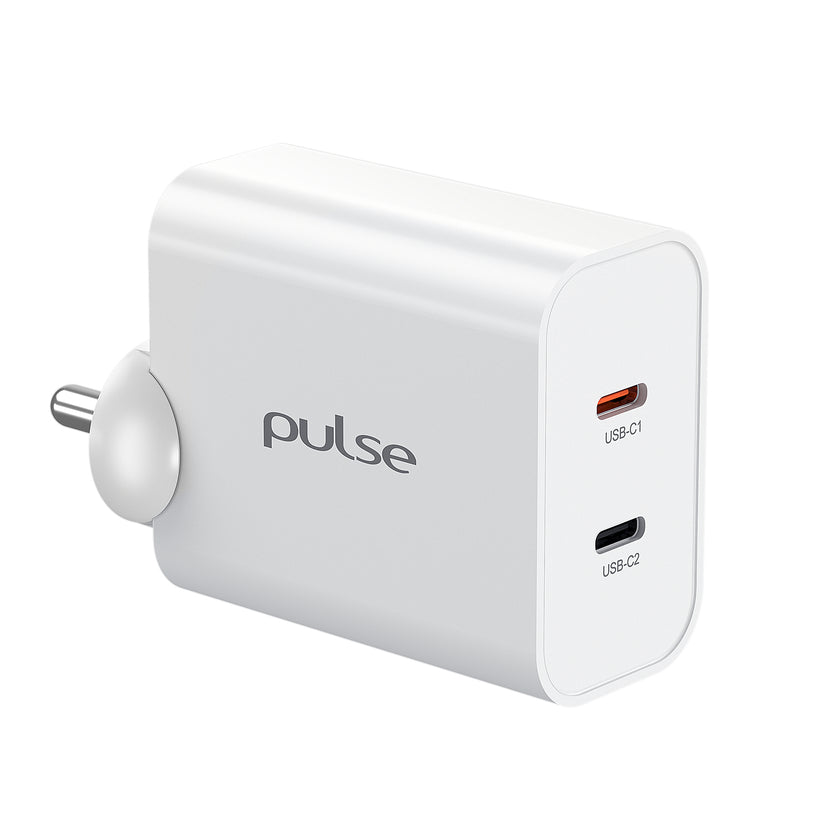 Pulse 65W Dual USB-C Gan PD Adapter - White Get best offers for Pulse 65W Dual USB-C Gan PD Adapter - White