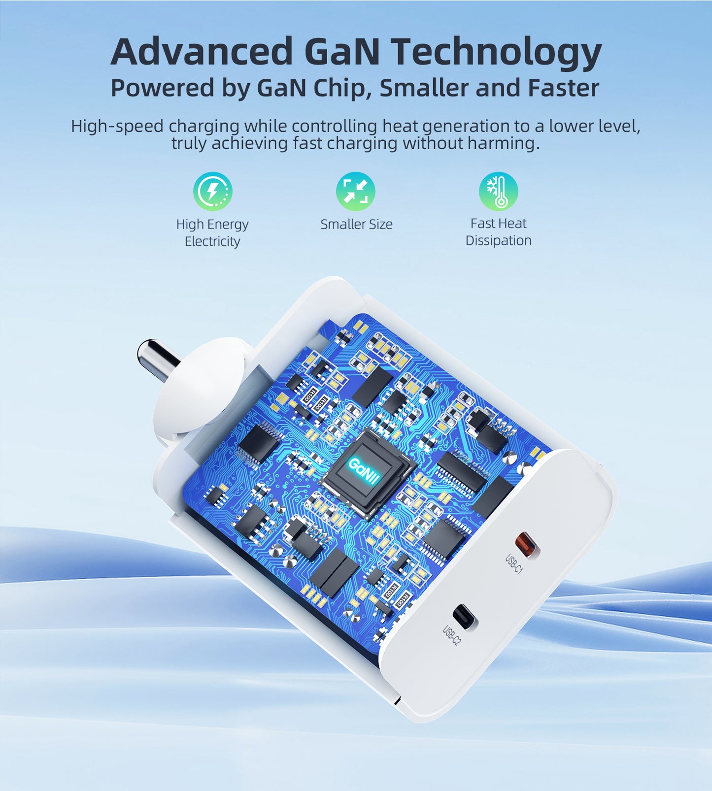 Pulse 65W Dual USB-C Gan PD Adapter - White