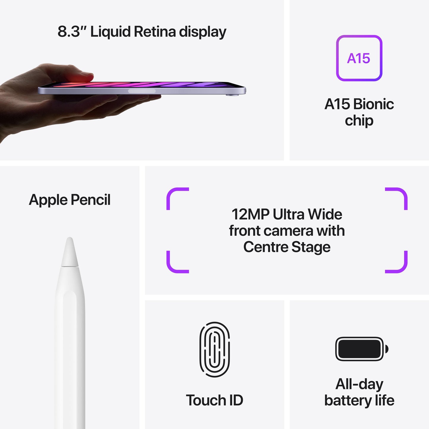 2021 iPad mini Wi-Fi 256GB - Purple (6th generation)