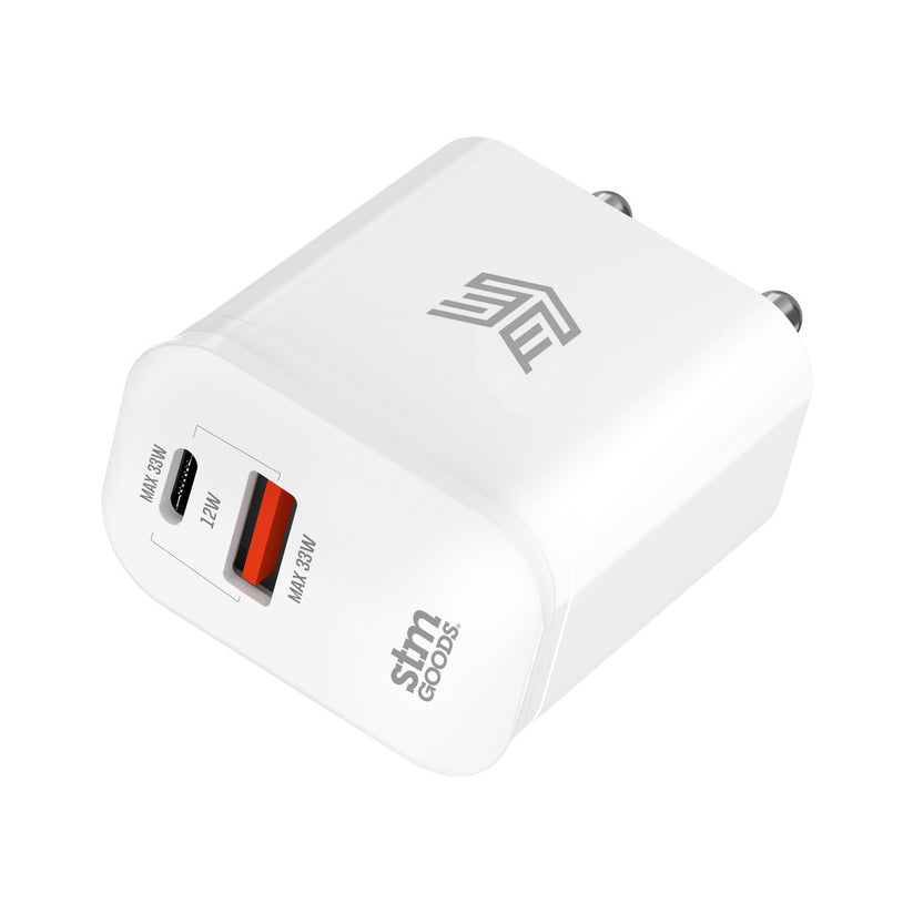 STM Fast charge 33W DUAL USB-C & USB-A Power Adapter - White Get best offers for STM Fast charge 33W DUAL USB-C & USB-A Power Adapter - White