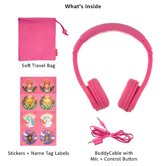 ONANOFF BuddyPhones Explore Plus Foldable with Mic , Rose Pink