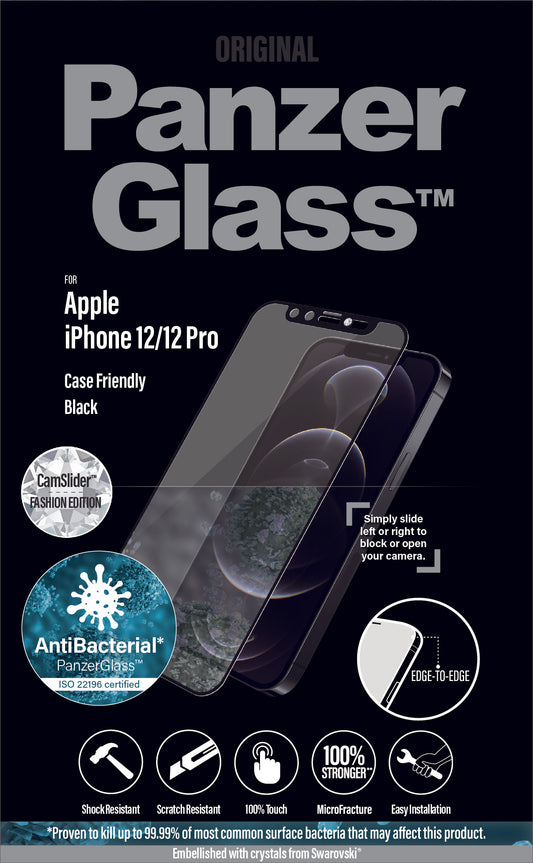 PanzerGlass for iPhone 12/12 Pro CF Swarovski CamSlider AB - Black