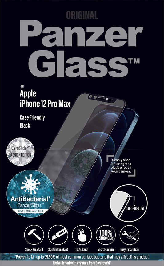 PanzerGlass for iPhone 12 Pro Max CF Swarovski CamSlider AB - Black