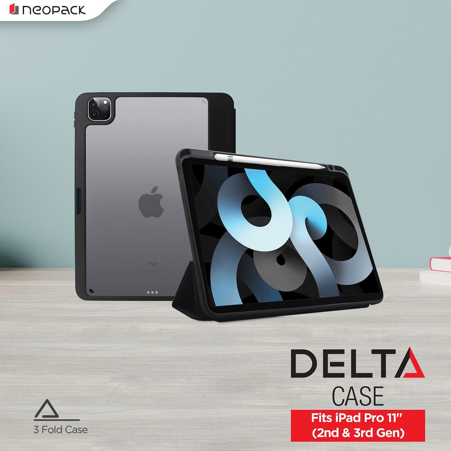 Neopack Delta Case with Pencil Holder for iPad Pro 11" 2nd & 3rd Gen (Black)