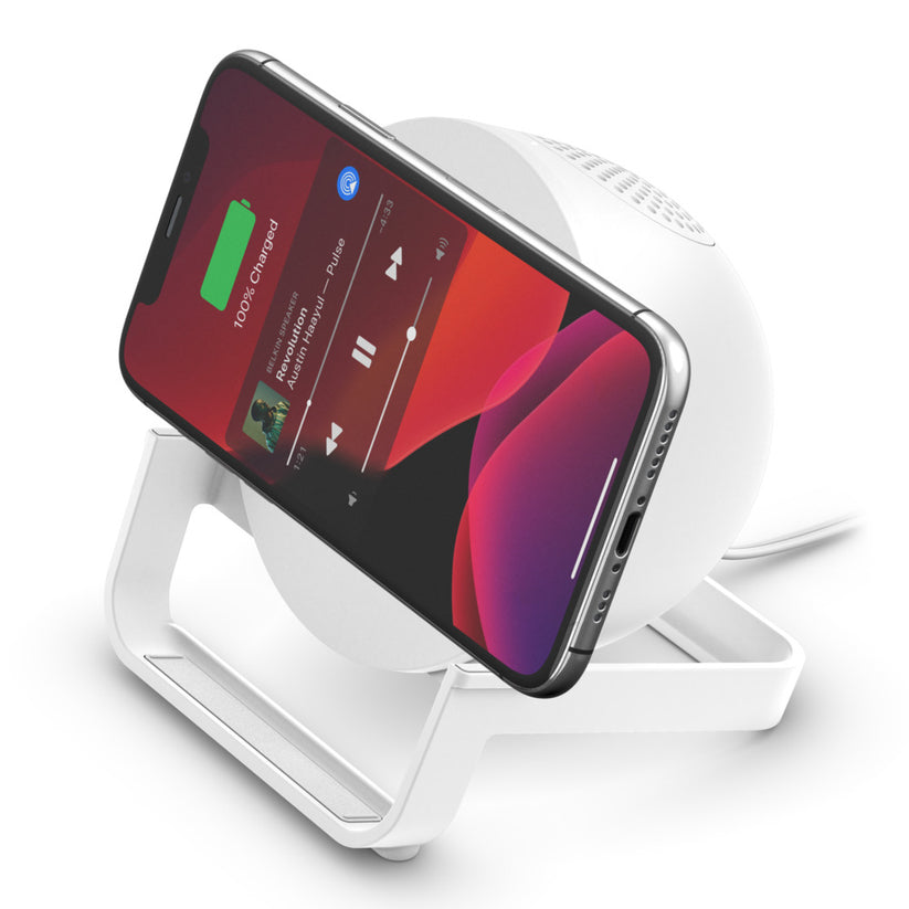 Belkin Wireless charger + Bluetooth speaker -White Get best offers for Belkin Wireless charger + Bluetooth speaker -White