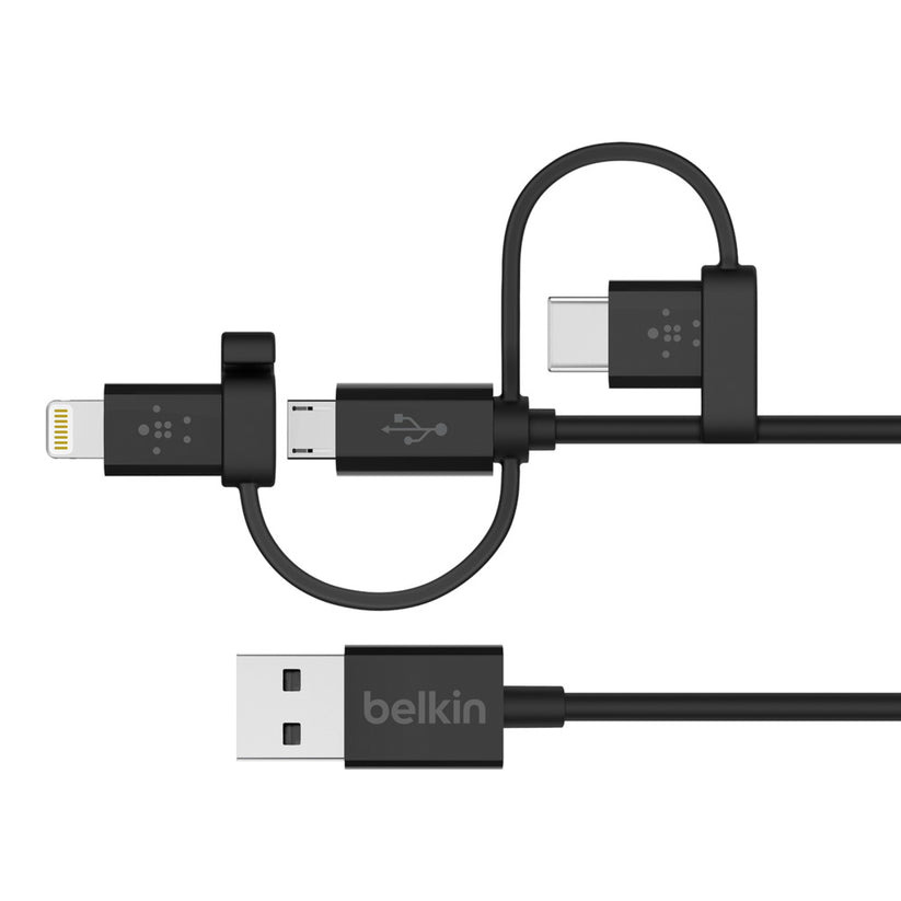 Belkin USB-A to micro USB/LTG/USB-C,4M, chargeSync cable - Black Get best offers for Belkin USB-A to micro USB/LTG/USB-C,4M, chargeSync cable - Black