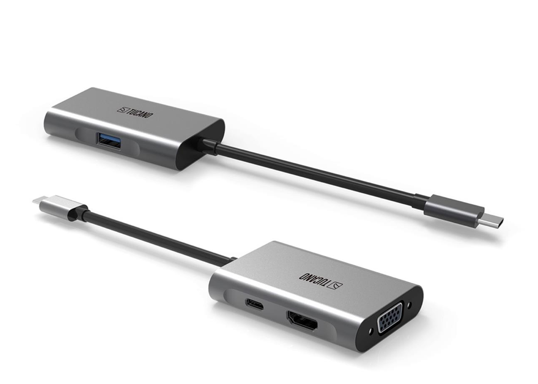 Tucano 4IN1 USB TYPEC HUB W/HDMI,VGA,PD SP GR PZ