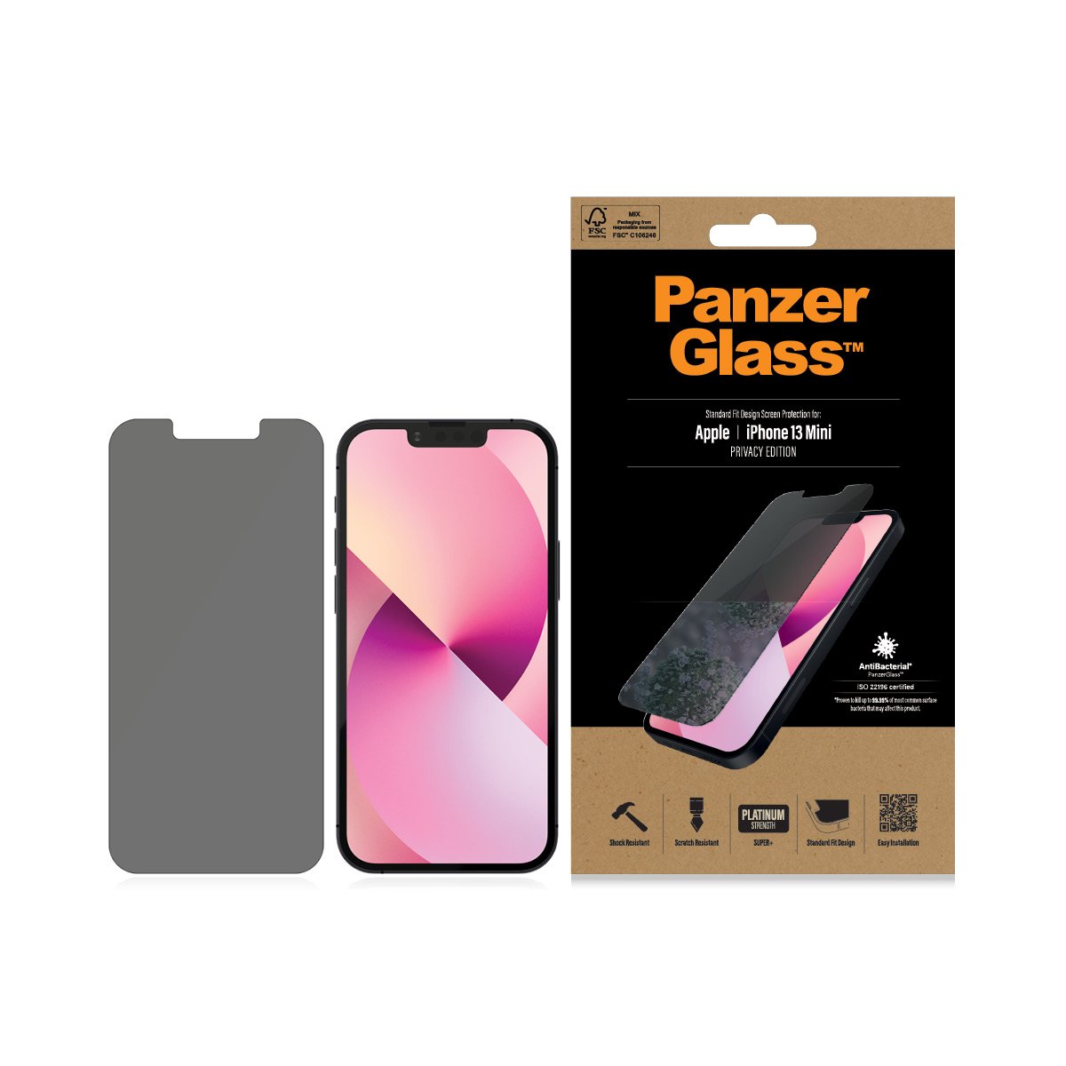 PanzerGlass iPhone 13 mini AntiBacterial Screen Protector - Privacy