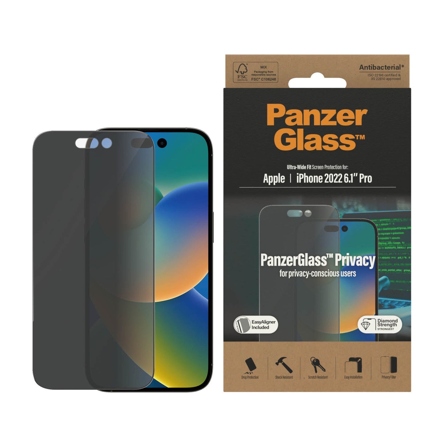 PanzerGlass‚Ѣ Ultra-Wide Fit Privacy Screen Protector for iPhone 14 Pro